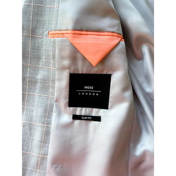 MOSS LONDON Men's Suite Blazer Jacket‎ Gray Pink Slim Fit Size 40R - Picture 10 of 10
